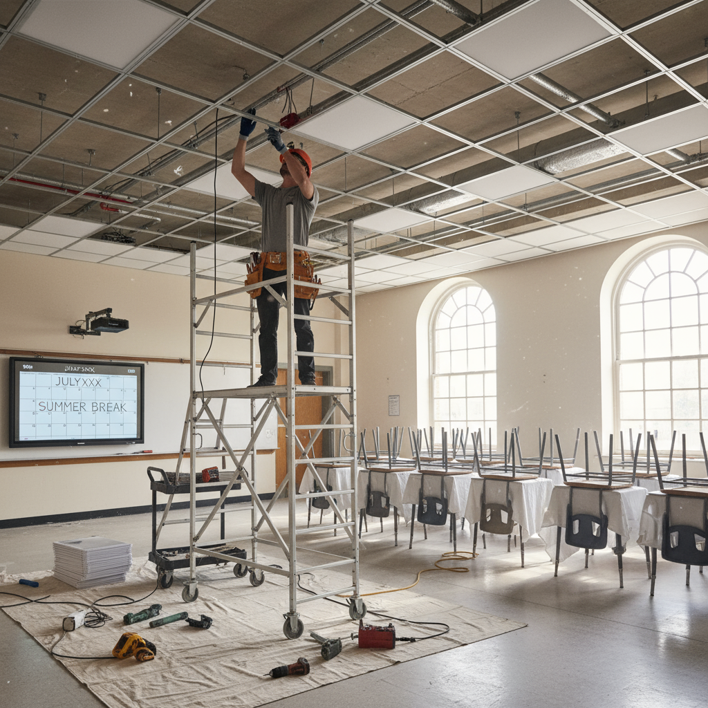 JAC engineer delivering electrical installation and lighting support in an education site
