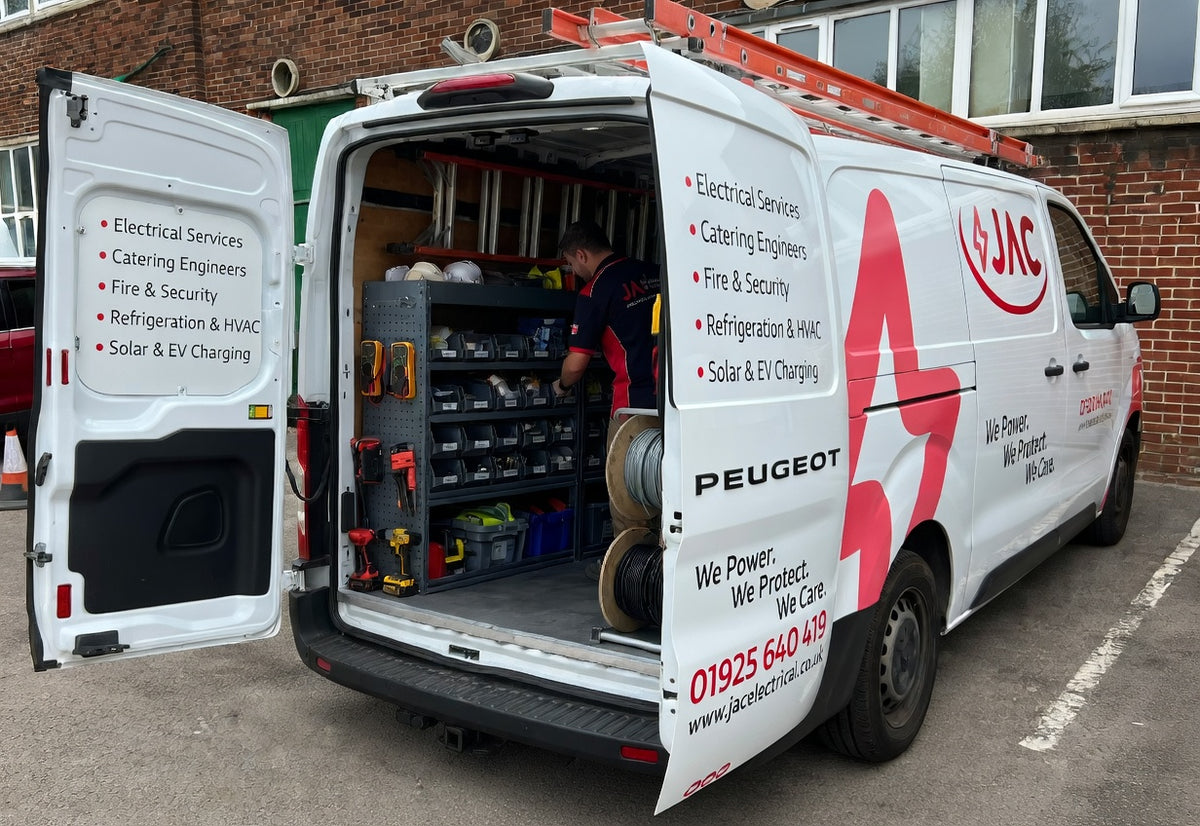 JAC Electrical Services van prepared for commercial electrical maintenance, catering engineering and emergency response work